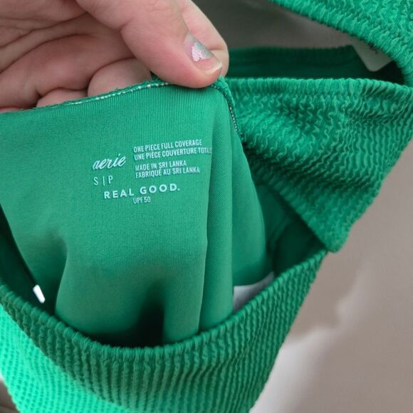 Aerie Green One Piece Full Coverage Swimsuit - Picture 5 of 7